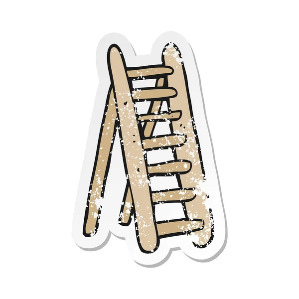 Etiqueta Angustiada Retro Uma Escada Dos Desenhos Animados — Vetor de Stock