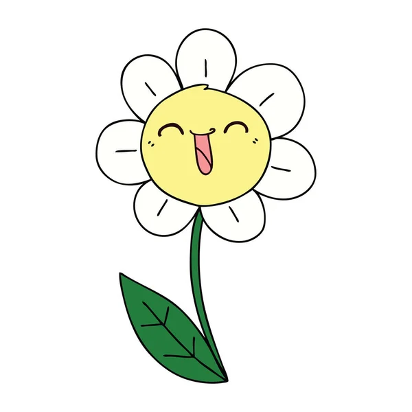 Bizarní rukou nakreslené karikatuře šťastná květina — Stockový vektor