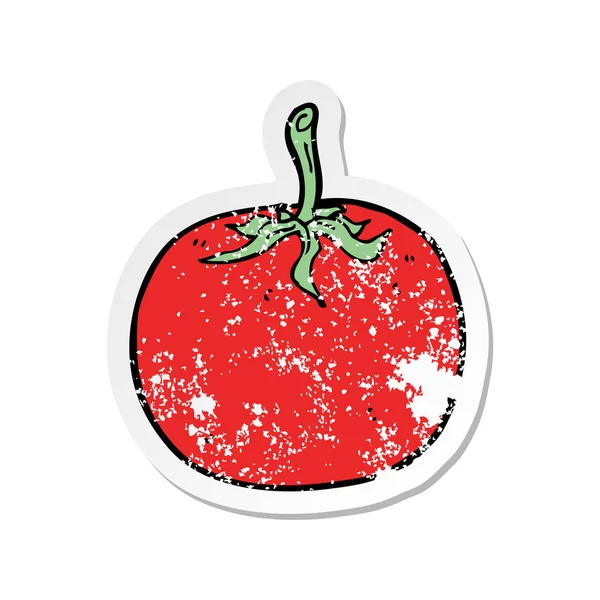 Retro distressed nálepka kreslený rajčete — Stockový vektor