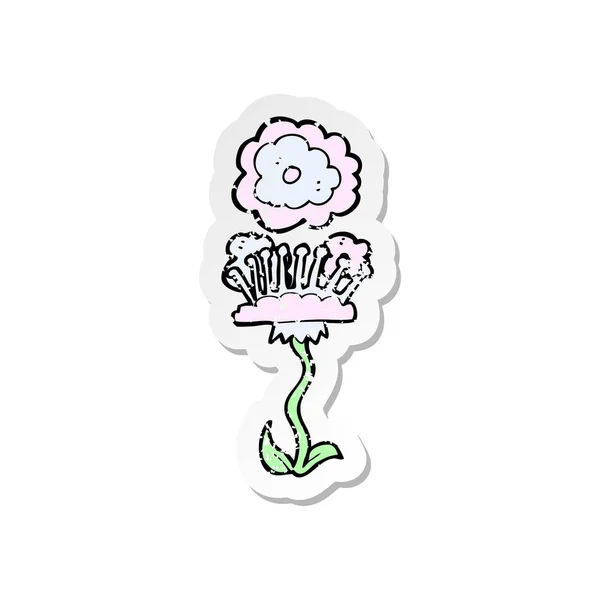 Retro noodlijdende sticker van een cartoon bloem — Stockvector