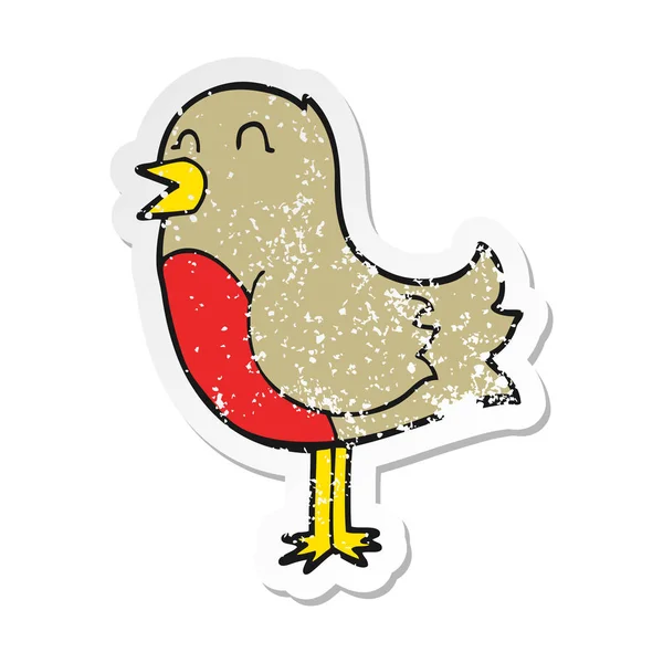 Bir Karikatür Kuş Sıkıntılı Etiket — Stok Vektör