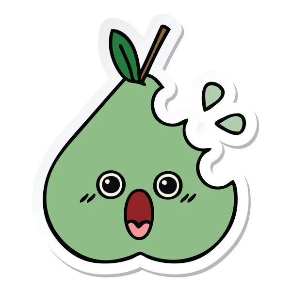 Sticker voor een leuke cartoon groene pear — Stockvector