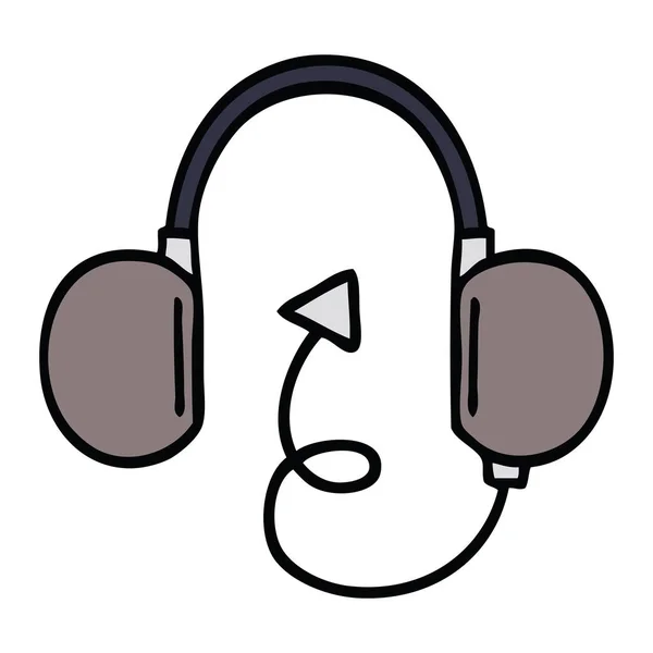 Niedliche Karikatur Eines Retro Kopfhörers — Stockvektor