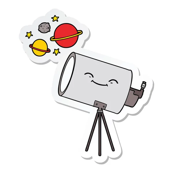 Autocollant d'un télescope de dessin animé avec visage — Image vectorielle
