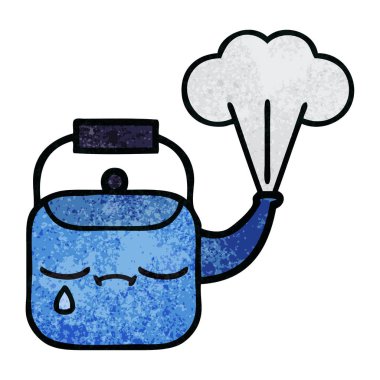 Retro doku karikatür buharlı su ısıtıcısı