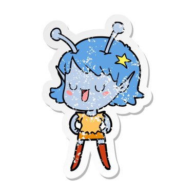 mutlu uzaylı kız çizgi film sıkıntılı etiket