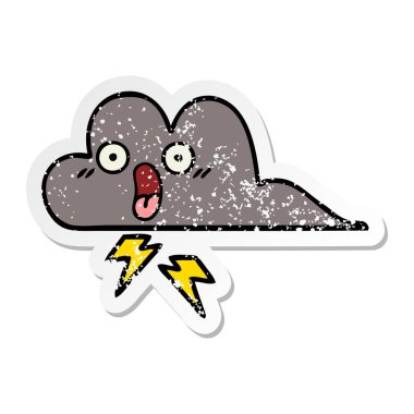 sevimli çizgi fırtına bulutu sıkıntılı etiket