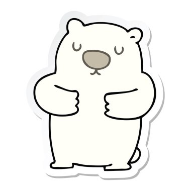 ilginç bir el etiket karikatür kutup ayısı çizilmiş