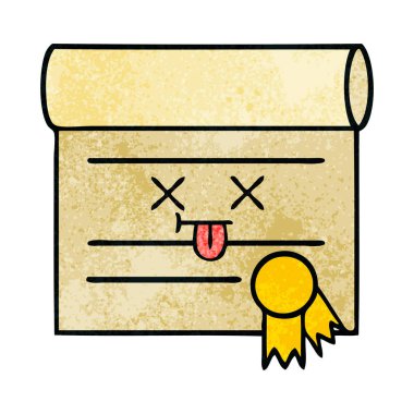 Retro grunge doku karikatür, bir sertifikanın