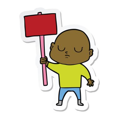 etiket bir karikatür kel adam