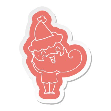 mutlu Noel Baba şapkası giyen adam sakallı