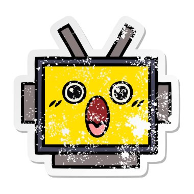 sevimli çizgi robot baş sıkıntılı etiket