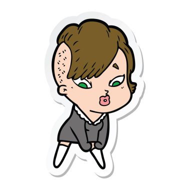 bir çizgi film sürpriz kız etiketi