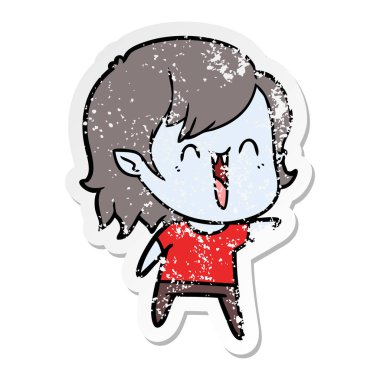 sevimli çizgi mutlu vampir kız sıkıntılı etiket