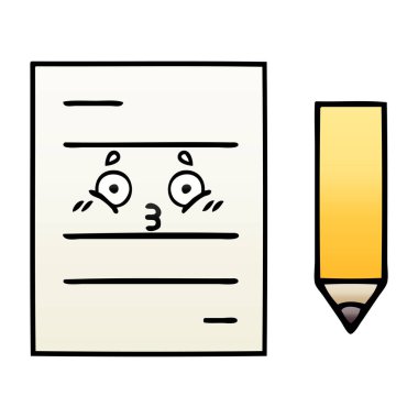 bir test kağıt degrade gölgeli çizgi film