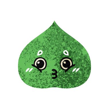 Retro illüstrasyon stil çizgi film ekspresiyon yaprak