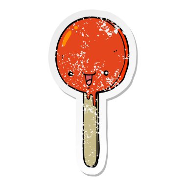 bir çizgi film candy lolipop sıkıntılı etiket