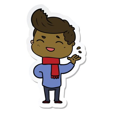 gülen bir çizgi film adam etiketi