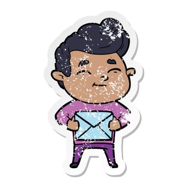 hediye ile mutlu karikatür insanın sıkıntılı etiket