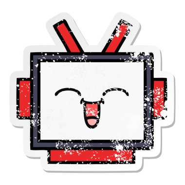 sevimli çizgi robot baş sıkıntılı etiket