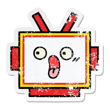 sevimli çizgi robot baş sıkıntılı etiket