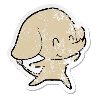 sevimli çizgi fil sıkıntılı etiket