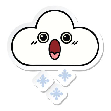 sevimli çizgi kar bulut etiket