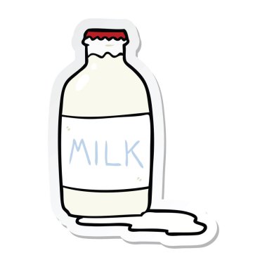 bir çizgi film süt şişe etiket