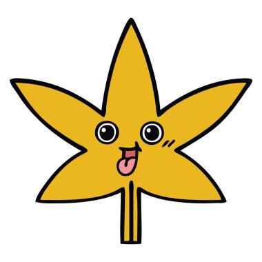 sevimli çizgi bir sonbahar yaprak