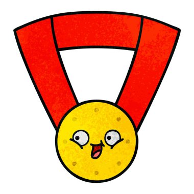 Retro grunge doku karikatür altın madalya