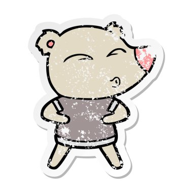 ayı ıslık bir karikatür sıkıntılı etiket