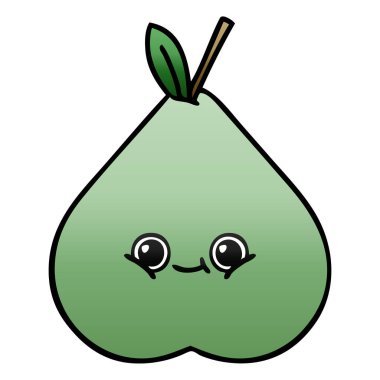 yeşil armut degrade gölgeli karikatür