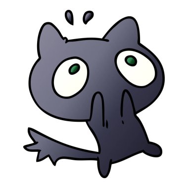 Degrade çizgi film illüstrasyon kawaii şok bir kedi