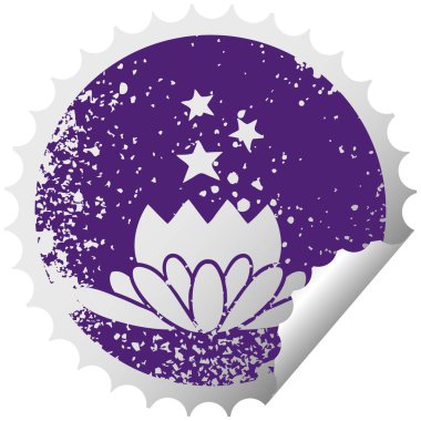 sıkıntılı dairesel peeling etiket sembolü çiçek