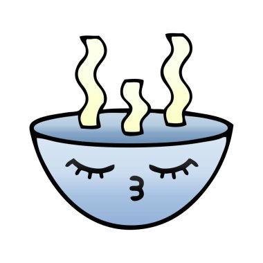 bir kase sıcak çorba degrade gölgeli karikatür
