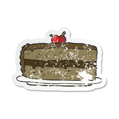 bir çizgi film pasta Retro sıkıntılı etiket