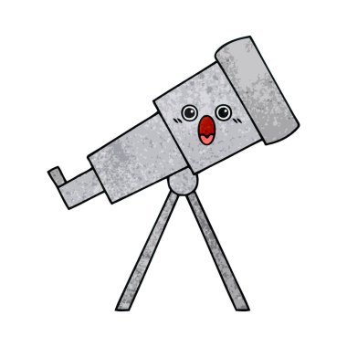 Retro grunge doku karikatür bir Teleskobu