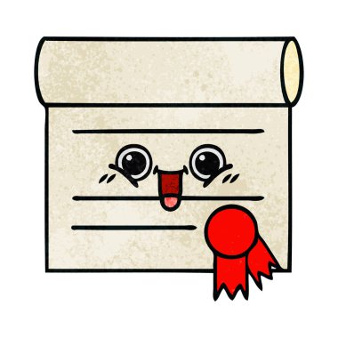 Retro grunge doku karikatür sertifika