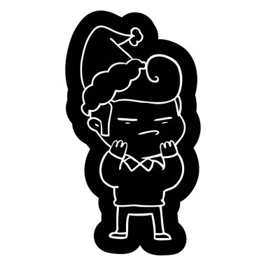 çizgi film simgesi ile moda saç serin bir adamın giyen santa h kesme