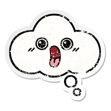 sevimli çizgi düşünce balonu sıkıntılı etiket