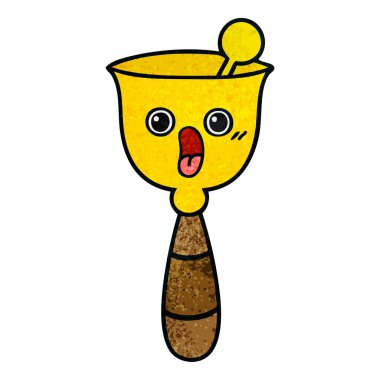 Retro grunge doku karikatür bir okul zili