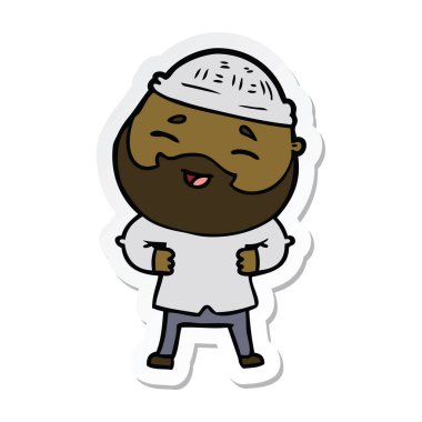 etiket karikatür mutlu bir sakallı adamın