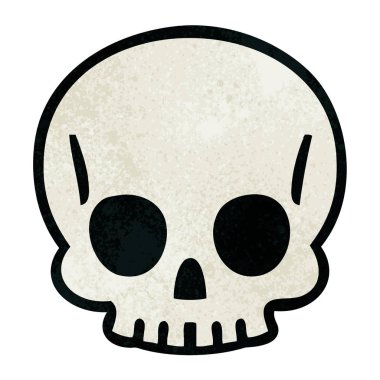 ilginç el çizilmiş karikatür kafatası