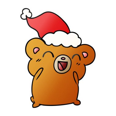 kawaii ayının elle çizilmiş Noel degrade çizgi film