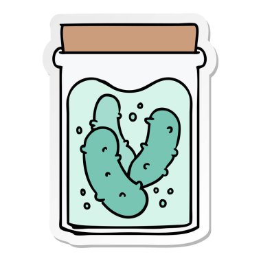 etiket karikatür doodle kavanoz salatalık turşusu