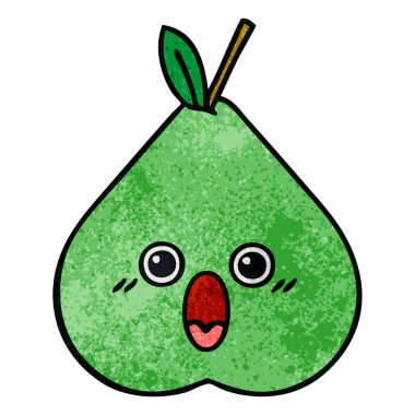 Retro grunge doku karikatür yeşil armut