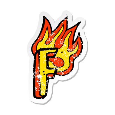 bir çizgi film yanan mektup Retro sıkıntılı etiket