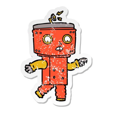 bir çizgi film robot işaret sıkıntılı etiket