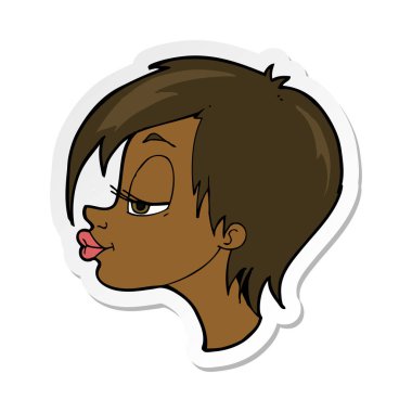 etiket bir çizgi film güzel kadın