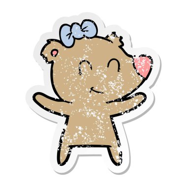 bir kadın ayı karikatür sıkıntılı etiket